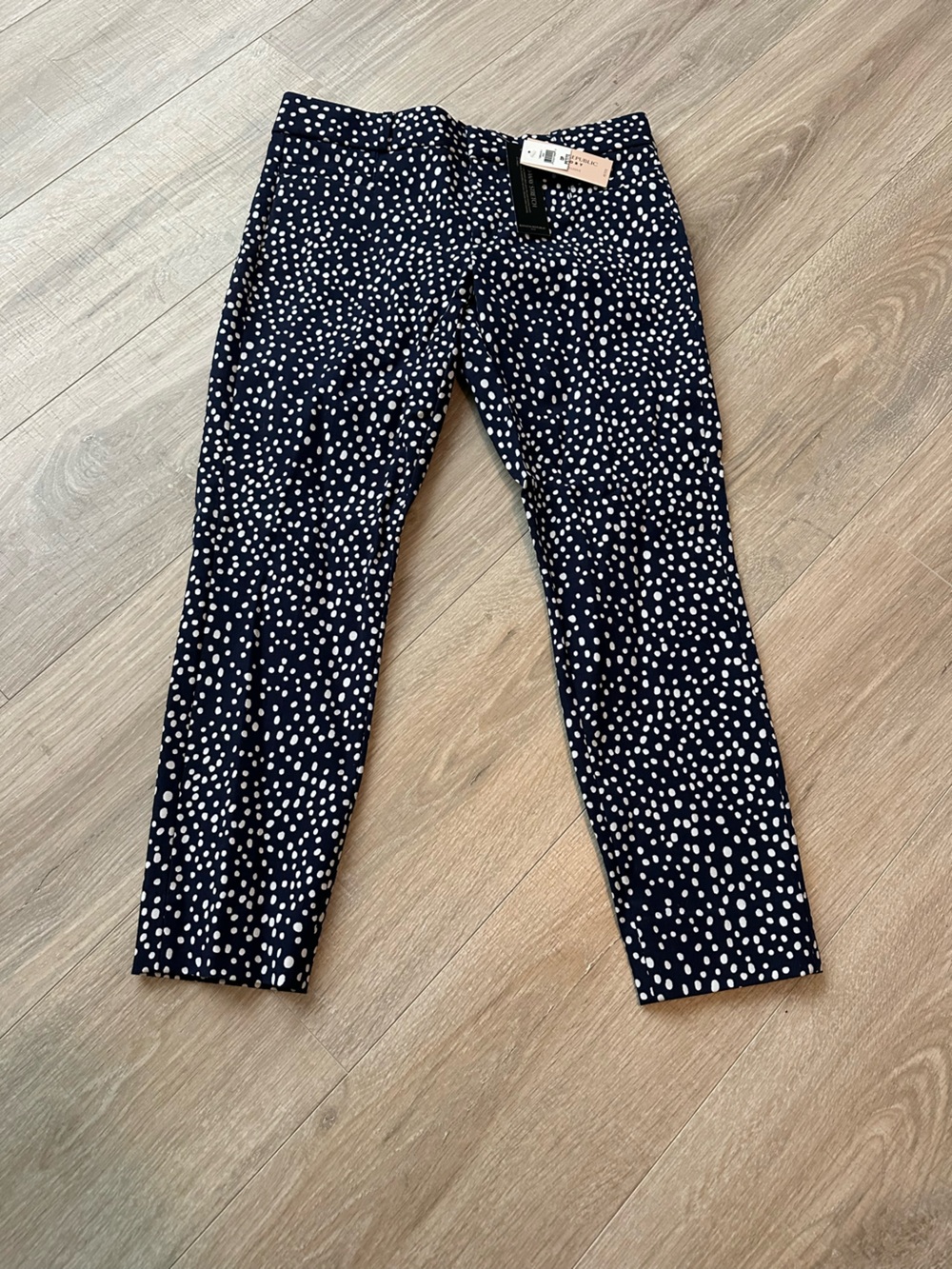 Banana Republic Navy Blue Polka Dot Cropped Pants